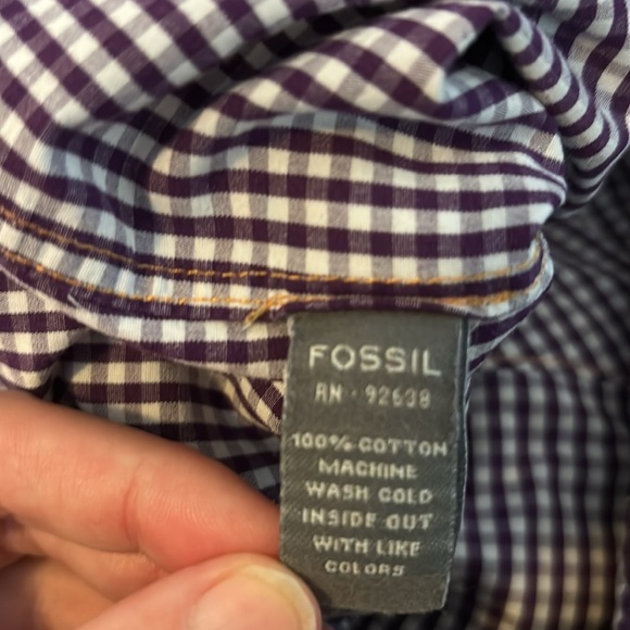 Fossil men’s purple gingham long sleeve button down shirt size XL - Picture 8 of 9